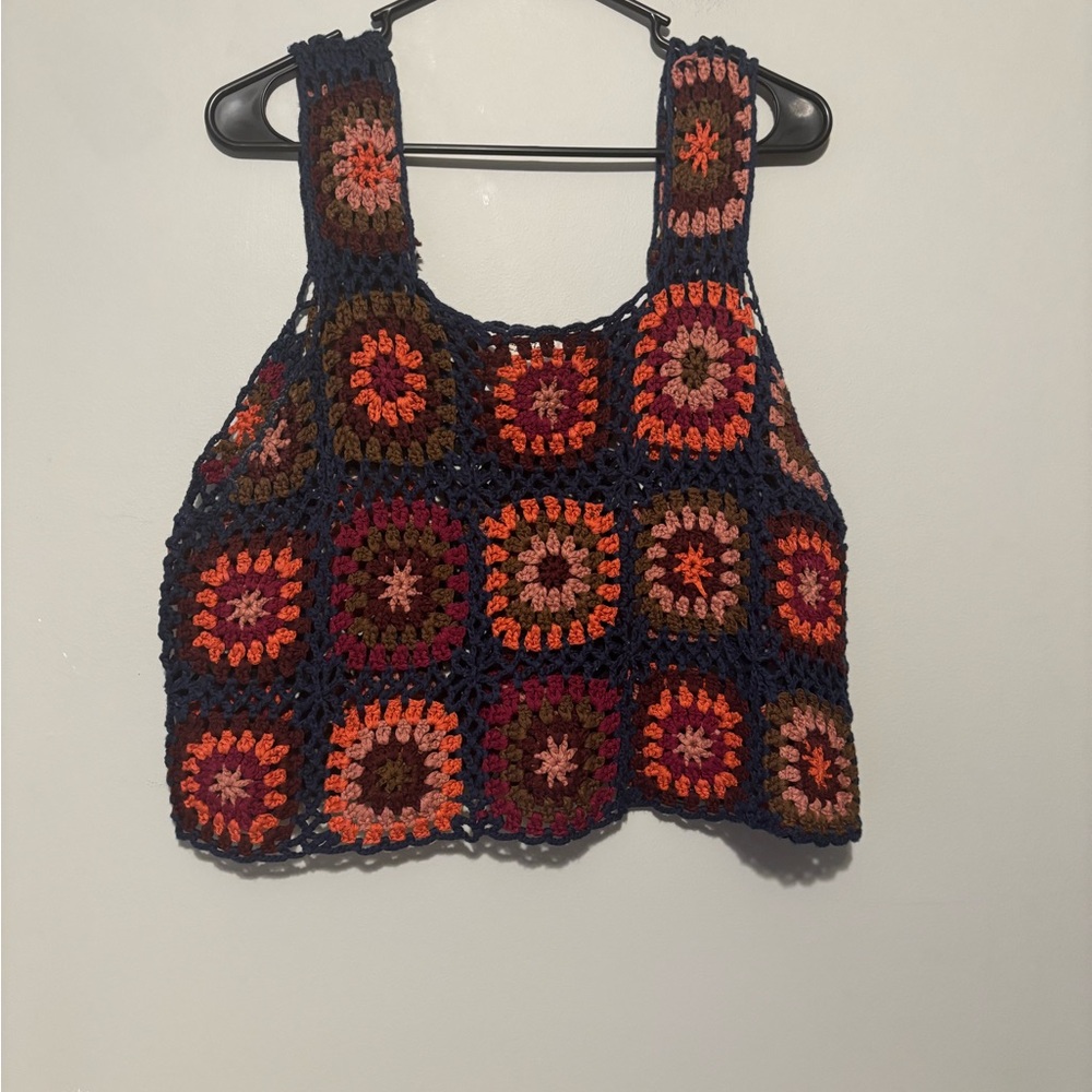 Natural Life L/XL Multicolor Crochet Tank Top